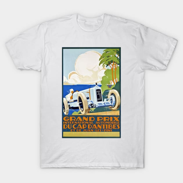 Vintage Antibes Grand Prix Poster 1929 T-Shirt by Bugsponge